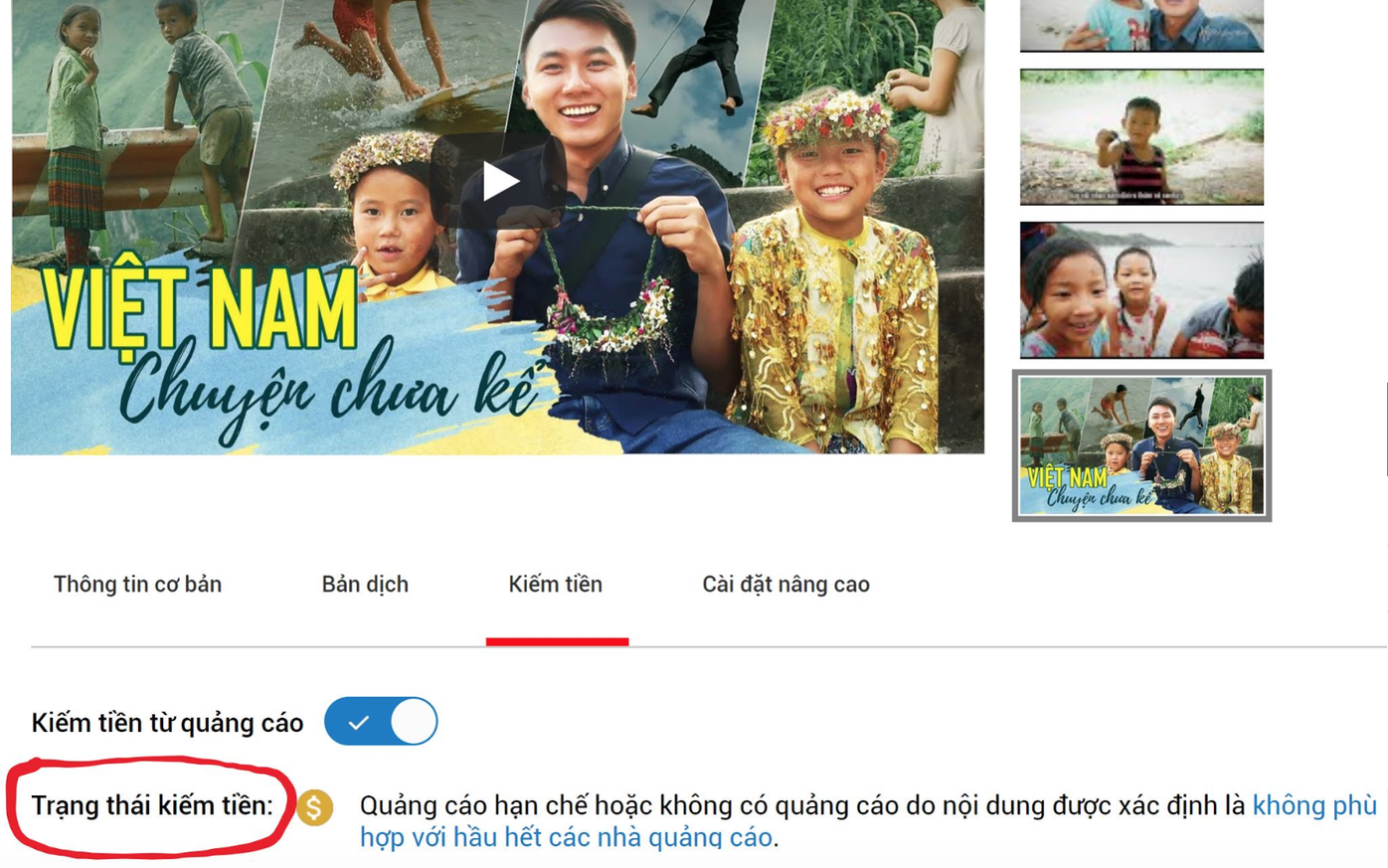 Khoai Lang Thang bị Youtube tắt trạng thái kiếm tiền, chia sẻ buồn rầu vì làm nội dung tử tế nhưng lại bị hạn chế người xem