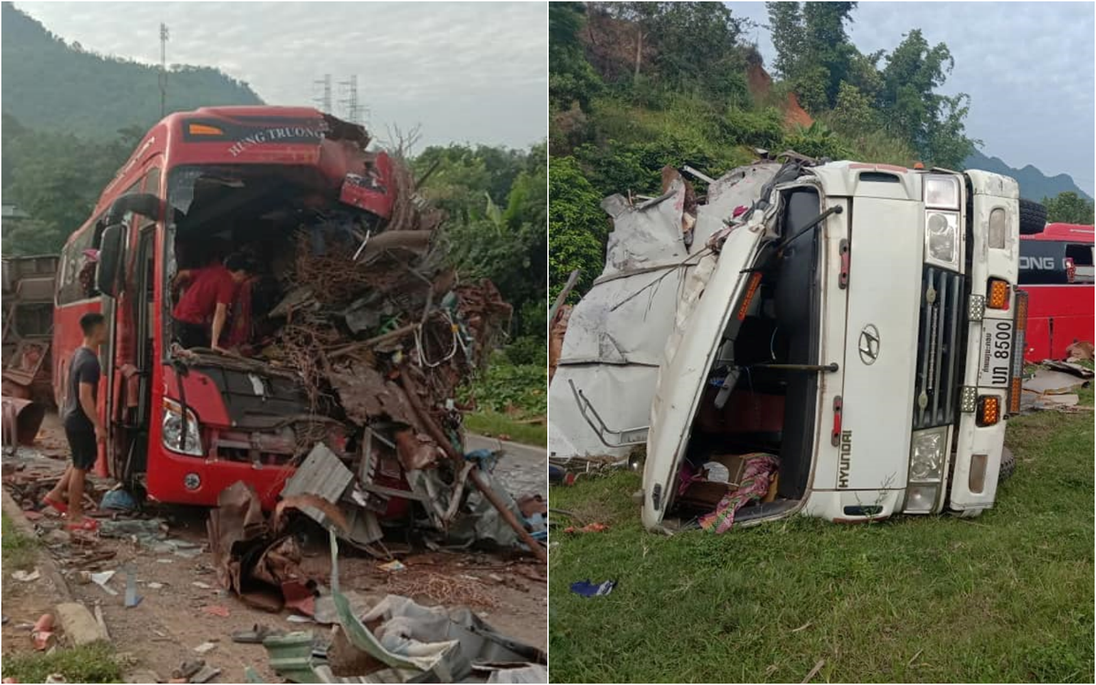 Ảnh: Hiện trường thảm khốc vụ xe tải va chạm xe khách khiến 40 người thương vong ở Hòa Bình
