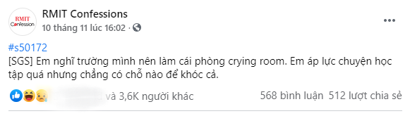 Học hành quá áp lực, sinh viên RMIT nháo nhào đòi xây crying room để khóc cho đỡ ngại - Ảnh 1.