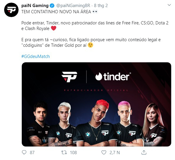 Ứng dụng hẹn hò Tinder chính thức bắt tay với paiN Gaming để dấn thân vào ngành công nghiệp eSports - Ảnh 1.