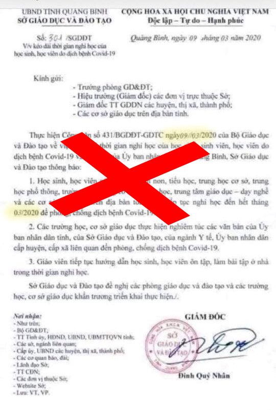 Xuất hiện văn bản giả mạo cho học sinh nghỉ hết tháng 3 ở một số địa phương - Ảnh 2.