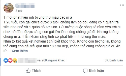 Tâm sự đẫm nước mắt của cô gái 28 tuổi bị ung thư máu: Không còn tương lai. Không thể cùng con gái trải qua tuổi 18, không thể cùng chồng già đi - Ảnh 1.