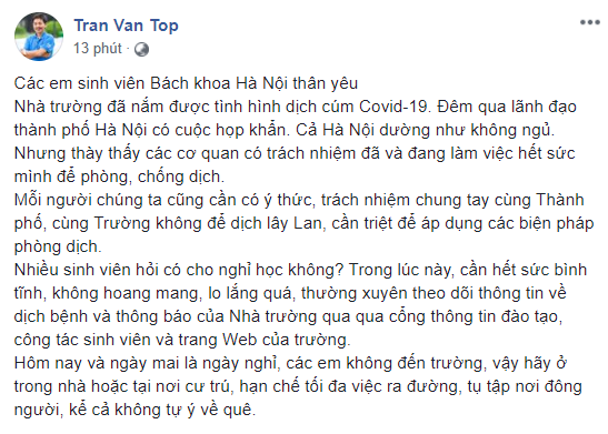 Nhiều trường ĐH ở Hà Nội gửi thông báo khẩn thay đổi lịch đi học, yêu cầu sinh viên bình tĩnh, hạn chế đi lại - Ảnh 1.