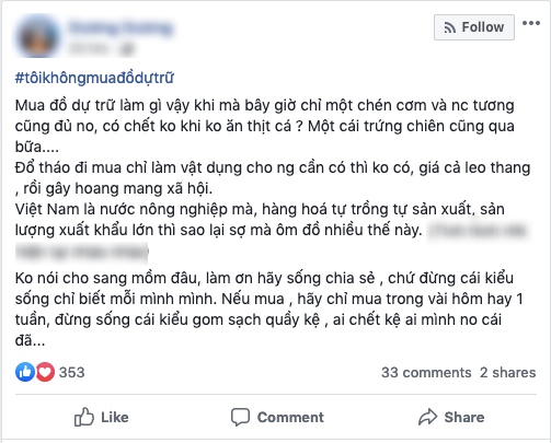 Thông điệp Tôi không mua đồ dự trữ kêu gọi bình tĩnh phòng chống bão dịch Covid-19 được cộng đồng hưởng ứng - Ảnh 2.