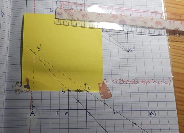 Bức ảnh khiến học sinh khóc thét giờ Vật lý: Vẽ thấu kính - Ảnh 4.