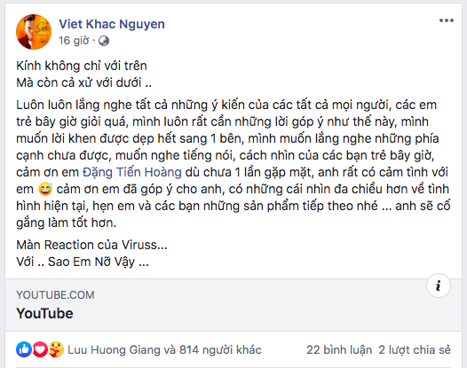 Khắc Việt lên tiếng cảm ơn công khai góp ý của ViruSs nhưng đáng chú ý hơn cả là bình luận của Hồ Hoài Anh - Ảnh 4.