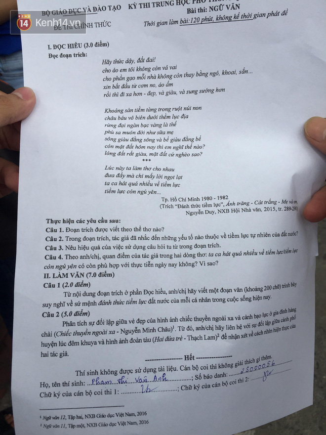 Đề thi và đáp án THPT Quốc gia môn Ngữ Văn từ 2016 đến 2019 - Ảnh 5.