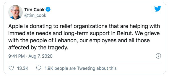 CEO Tim Cook thông báo Apple sẽ ủng hộ Beirut sau vụ nổ thảm khốc, số tiền không được tiết lộ - Ảnh 4.