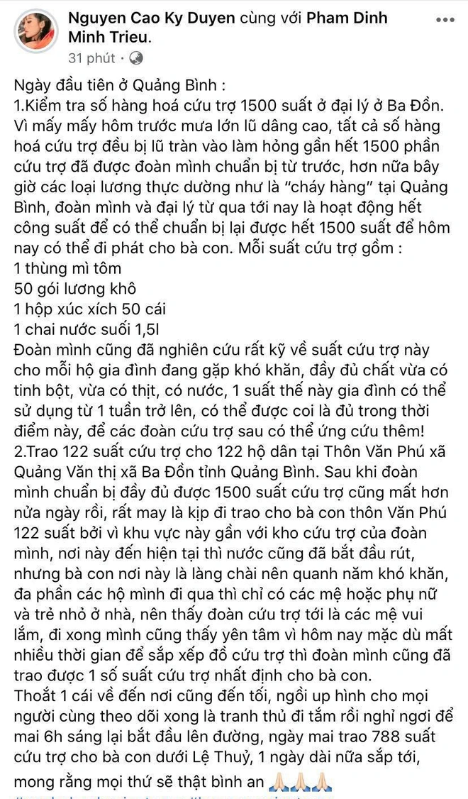 1500 suất hàng Hoa hậu Kỳ Duyên - Minh Triệu mang đi cứu trợ miền Trung bị nước tràn vào làm hỏng gần hết - Ảnh 2.