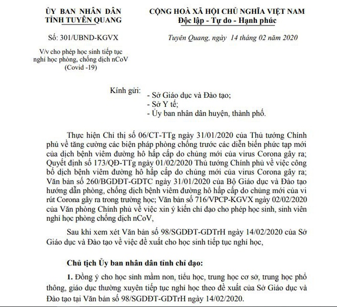 Cập Nhật: Loạt tỉnh thành cho học sinh nghỉ tiếp đến cuối tháng 2 để phòng dịch Covid-19 - Ảnh 2.