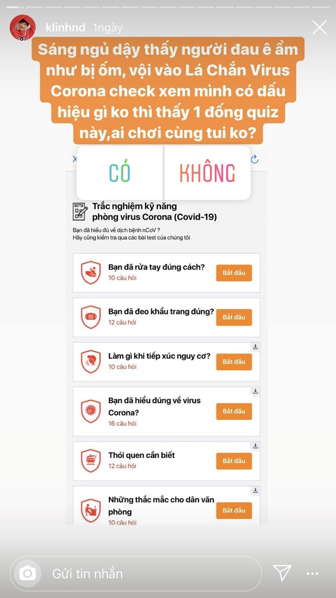 Thêm nhiều nghệ sĩ cùng hưởng ứng tham gia trả lời trắc nghiệm về virus Corona: Chi Pu, Khánh Vân hay Puka có điểm số xuất sắc hơn? - Ảnh 12.