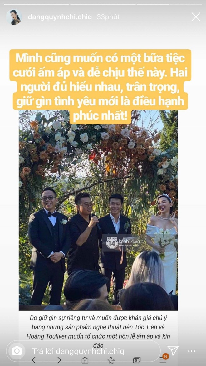 Vừa dọn ra ở riêng chưa được bao lâu, MC Quỳnh Chi lại mong sẽ có đám cưới ấm áp như Tóc Tiên - Touliver - Ảnh 1.