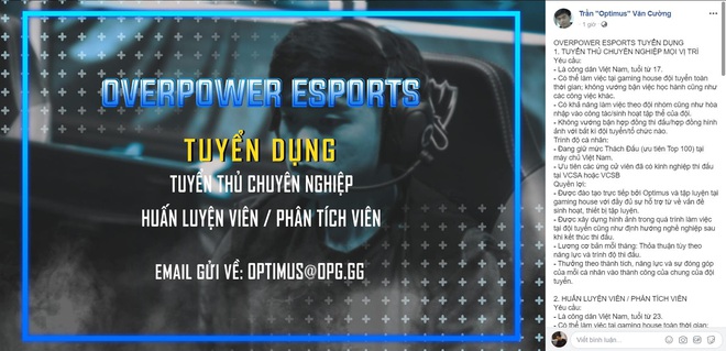 Học QTV, Optimus manh nha lập đế chế eSports của riêng mình, fan kéo nhau chúc mừng rôm rả! - Ảnh 1.