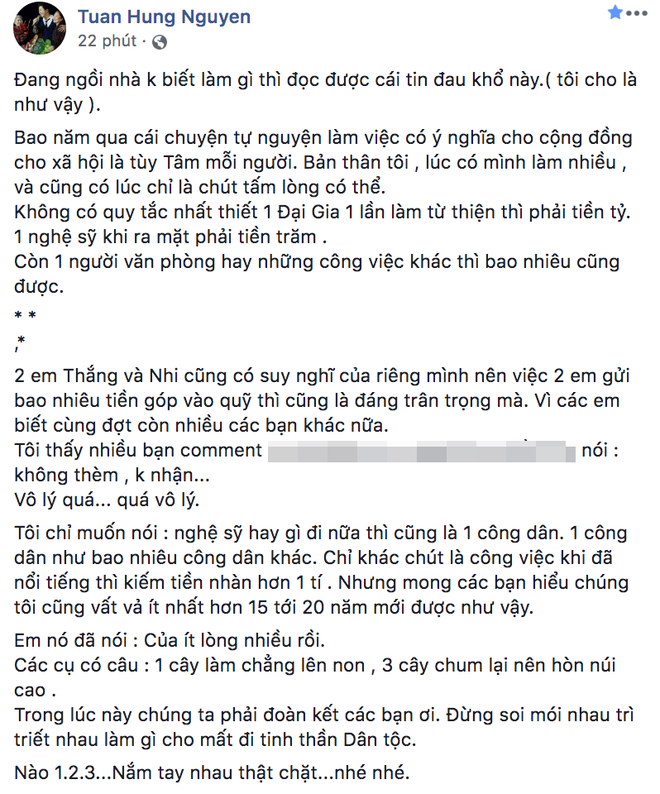 Vợ chồng Đông Nhi ủng hộ miền Tây 50 triệu vẫn bị chê trách, Tuấn Hưng ra mặt: Nghệ sĩ cũng là một công dân như bao người - Ảnh 3.