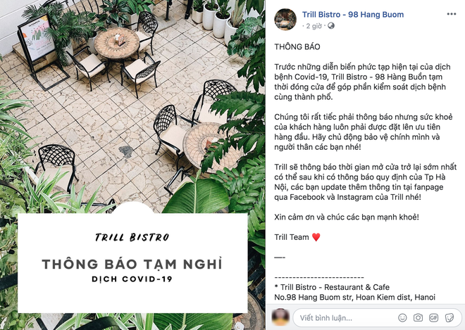Hưởng ứng lời kêu gọi, hàng loạt quán cafe ở Hà Nội thông báo tạm dừng hoạt động, một số chuyển sang bán online - Ảnh 9.