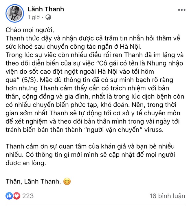 Dàn sao Việt trấn an công chúng khi Việt Nam xuất hiện ca nhiễm Covid-19 thứ 17: Trấn Thành và Thu Trang đáng chú ý nhất! - Ảnh 8.