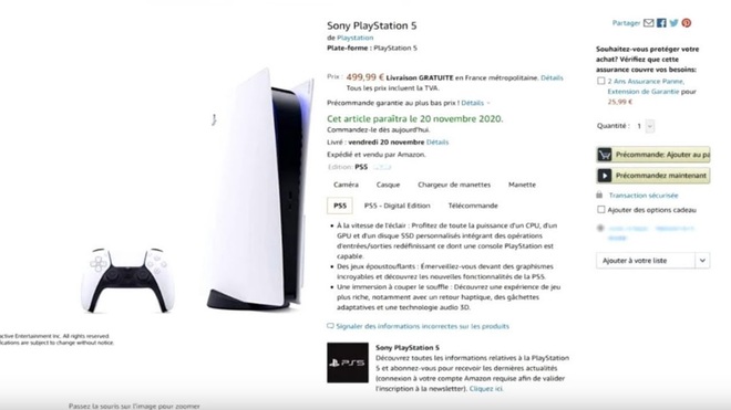 Amazon Pháp khiến Sony giận tím người khi rò rỉ giá bán Playstation 5 - Ảnh 1.