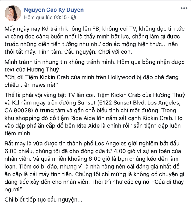 #BlackLivesMatter: Thuý Nga cập nhập tình hình tại Mỹ , MC Nguyễn Cao Kỳ Duyên lên TV vì cửa hàng bị đập phá - Ảnh 2.