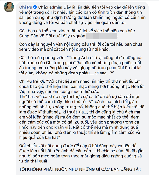 Chi Pu trực tiếp phản pháo đanh thép fanpage đưa tin sai lệch phát ngôn tạo ra tranh cãi: Chia sẻ của tôi bị bóp méo hoàn toàn! - Ảnh 4.