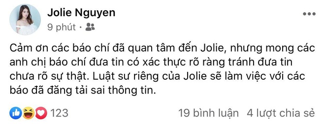 Jolie Nguyễn nhờ luật sư bảo vệ vì cho rằng mình bị đưa tin sai sự thật - Ảnh 1.