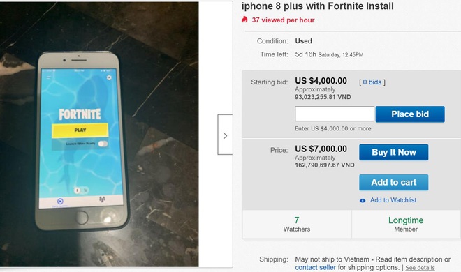 Chuyện lạ: iPhone 8 Plus cài sẵn tựa game Fortnite được bán trên Ebay với giá gần… 163 triệu đồng - Ảnh 2.