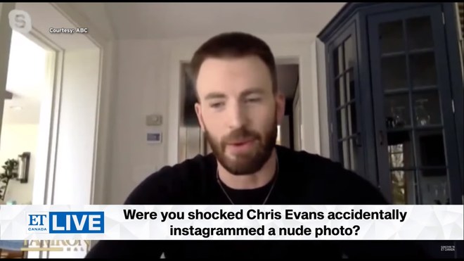 Captain America Chris Evans giả ngơ khi được hỏi về sự cố lộ ảnh nhạy cảm trên sóng truyền hình - Ảnh 3.