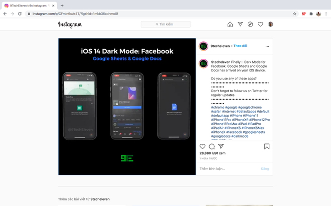iOS 14 cho phép bật Dark Mode trên ứng dụng Facebook - Ảnh 1.