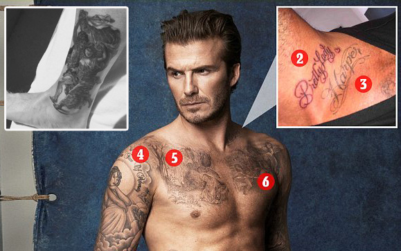 Beckham chịu đau 5 tiếng xăm hình đôi tình nhân ôm nhau