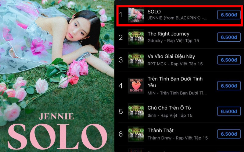 Tròn 2 năm debut, SOLO của Jennie (BLACKPINK) bất ngờ vượt hàng loạt hit Rap Việt để &quot;chạm nóc&quot; Itunes Việt Nam