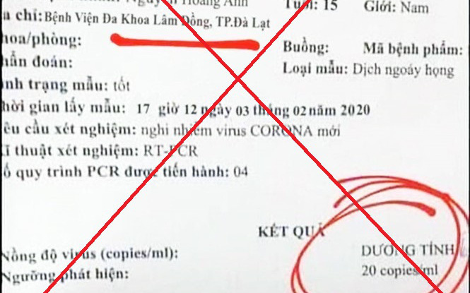 Lâm Đồng: Một học sinh lớp 11 làm giả phiếu trả lời kết quả xét nghiệm dương tính với virus corona