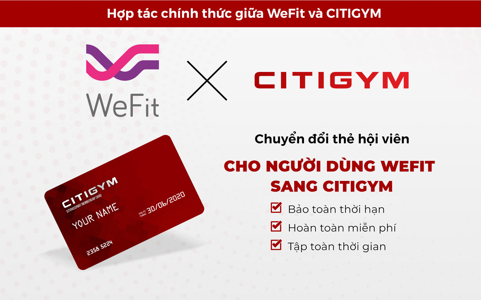 WeFit đã công bố Citigym là hệ thống chính thức hỗ trợ khách hàng của mình tại TP. Hồ Chí Minh