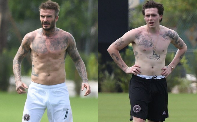 David Beckham cùng 3 cậu con trai &quot;quyết chiến&quot; nội bộ, ai dè body của ông bố 44 tuổi &quot;dìm&quot; Brooklyn đau đớn