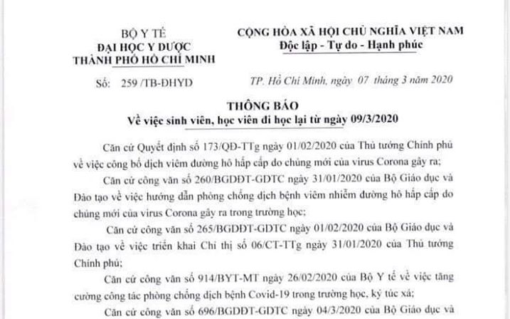 Trường Đại học duy nhất ở TP.HCM cho 14.000 sinh viên đi học lại từ ngày mai