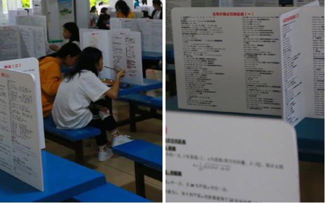 Trường học dựng vách ngăn chống dịch trong canteen, học trò ôm đầu méo mặt vì dòng chữ đặc biệt trên vách