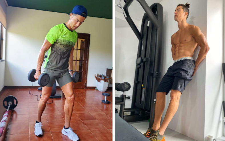 Cập nhật trang cá nhân, Ronaldo khiến các fan phải xuýt xoa vì độ chăm chỉ trong những ngày tự cách ly, lần này còn gây chú ý thêm bởi các &quot;dây điện&quot; ở cánh tay