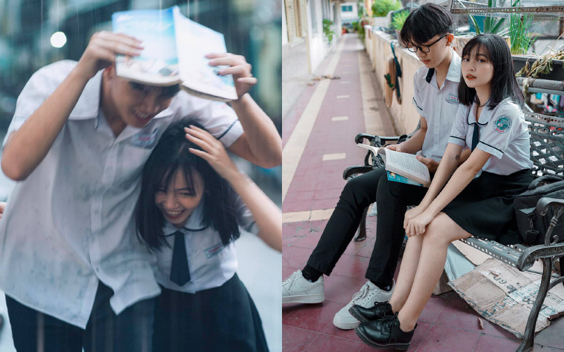 Bộ ảnh &quot;tình bể bình&quot; của cặp đôi học sinh khiến cộng đồng mạng trầm trồ: Trai xinh - gái đẹp và tình yêu sét đánh như phim Hàn Quốc