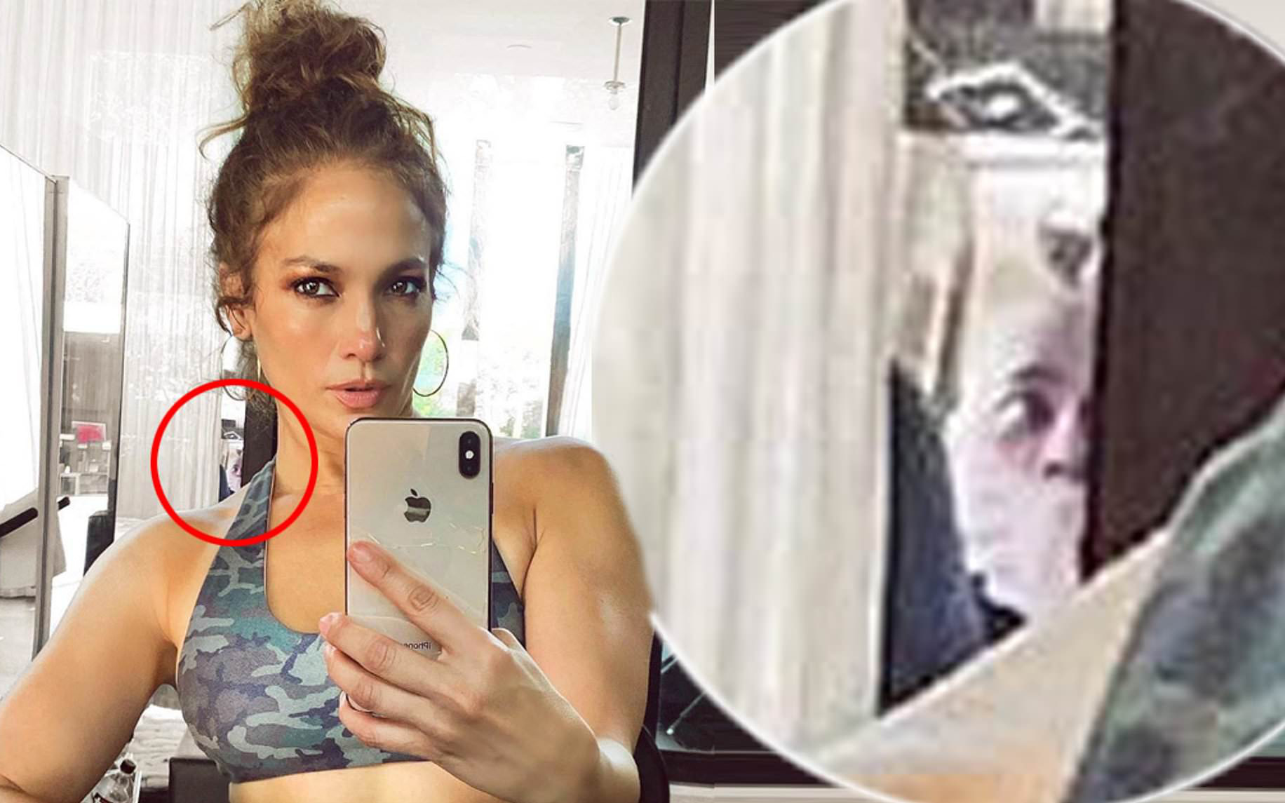 Bức ảnh khiến cả MXH rùng mình: Jennifer Lopez khoe ảnh body, người đàn ông bí ẩn như bị bịt mồm bỗng lấp ló sau lưng