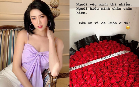 Vừa được &quot;đẩy thuyền&quot; với Trương Thế Vinh, Thuý Ngân bất ngờ khoe bó hoa to và còn gửi lời cảm ơn &quot;ai đó&quot;