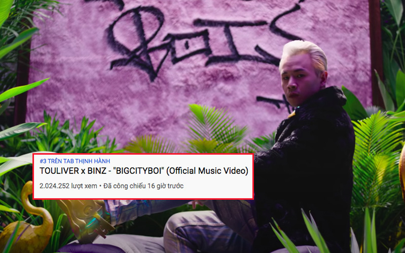 &quot;Bigcityboi&quot; của Binz đã vươn lên Top 3 trending Việt Nam, &quot;xâm chiếm&quot; luôn top trending tại Canada, Mỹ, Úc chỉ sau 15 giờ phát hành