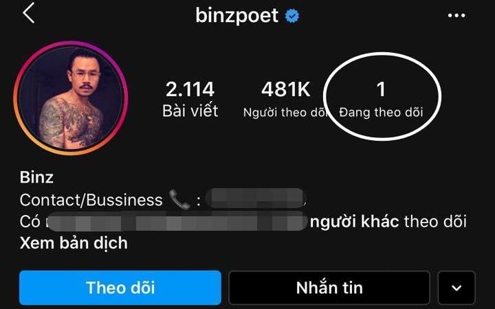 Như 1 lời khẳng định, Binz đã follow duy nhất Châu Bùi trên IG sau tin hẹn hò