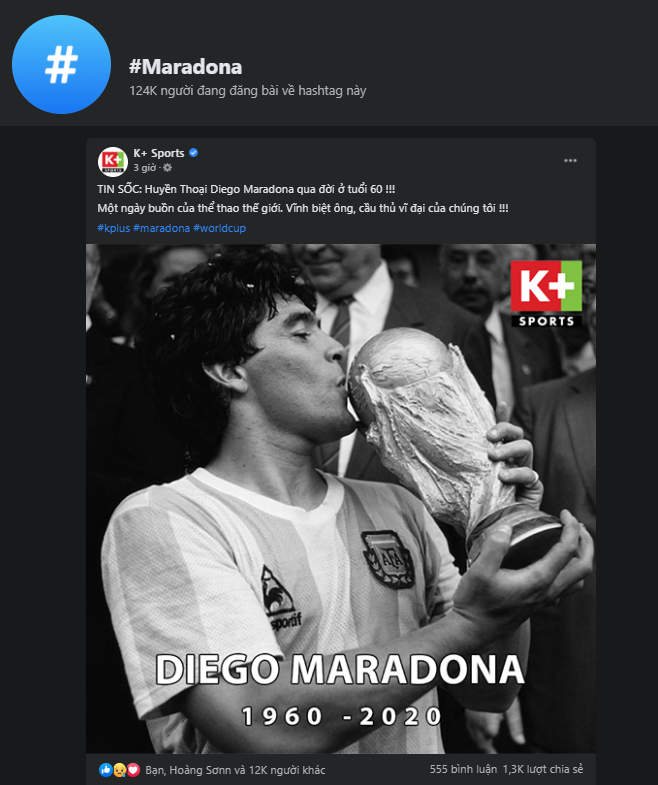 Mạng xã hội tràn ngập hashtag thương tiếc danh thủ người Argentina - Diego Maradona - Ảnh 4.