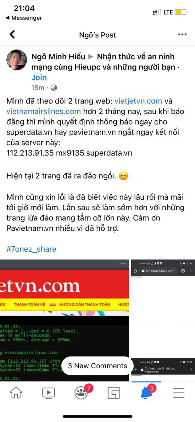 Sau khi Hieupc góp phần xoá sổ 2 trang web giả Vietnam Airline và Vietjet Air, thêm một loạt website lừa đảo bán vé máy bay khác bị bốc hơi - Ảnh 1.