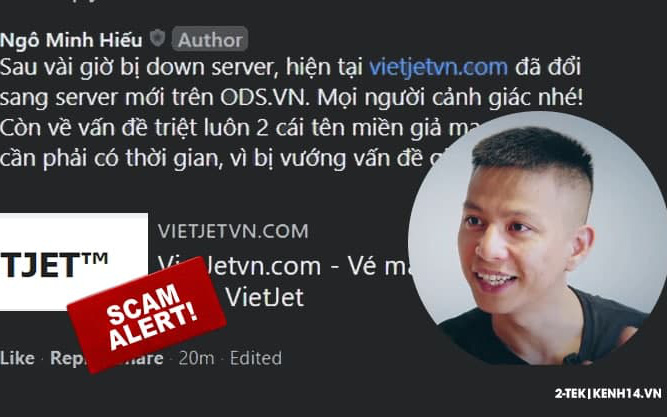 Sau khi bị đánh sập, trang web giả mạo Vietjet Air lại bất ngờ &quot;hồi sinh&quot;, Hieupc phát cảnh báo ẩn ý sẽ &quot;triệt luôn&quot; tên miền này!