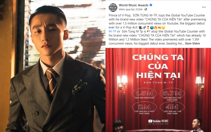 World Music Awards ca ngợi thành tích Chúng Ta Của Hiện Tại, gọi Sơn Tùng M-TP là &quot;Hoàng tử Vpop&quot;