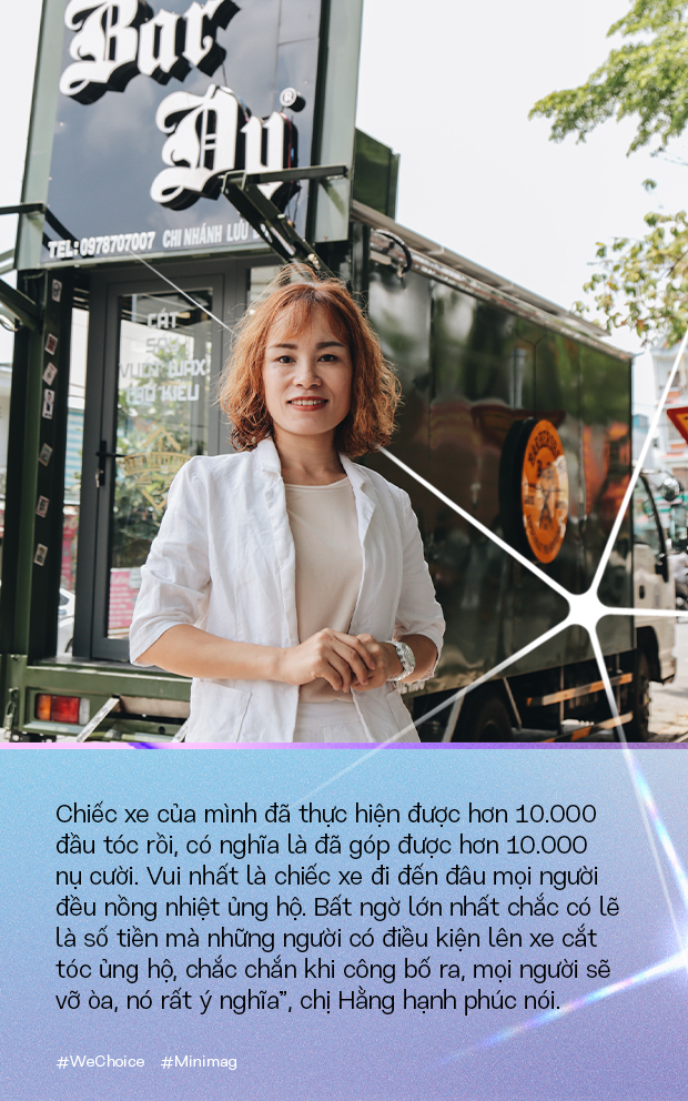 Người phụ nữ đứng sau chiếc xe cắt tóc tiền tỷ đi khắp Việt Nam gom 10.000 nụ cười gây quỹ: “Ngày nào ít tiền thì đó là ngày hạnh phúc nhất” - Ảnh 2.