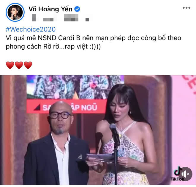 Võ Hoàng Yến tiết lộ lý do đọc tên Rap Việt nhấn nhá đầy hài hước tại Gala WeChoice Awards 2020 - Ảnh 4.
