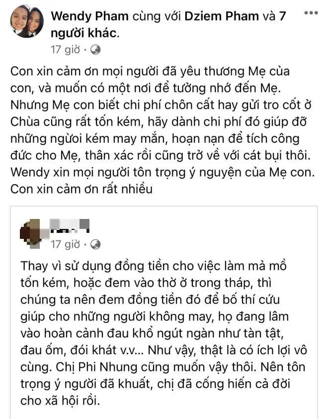 Gây tranh cãi vì thông báo sẽ rải tro cốt cố ca sĩ Phi Nhung xuống biển, con gái lên tiếng nói rõ lý do? - Ảnh 2.