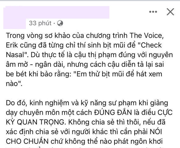 Erik từng thị phạm bịt mũi để sửa giọng nasal nhưng Võ Hạ Trâm khẳng định: Đó không phải cách đúng - Ảnh 6.