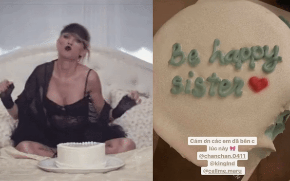 Taylor Swift quả là bà hoàng huỷ diệt bánh kem, netizen nhắc ngay đến chiếc bánh &quot;thanh xuân&quot; drama giữa Sơn Tùng và Thiều Bảo Trâm