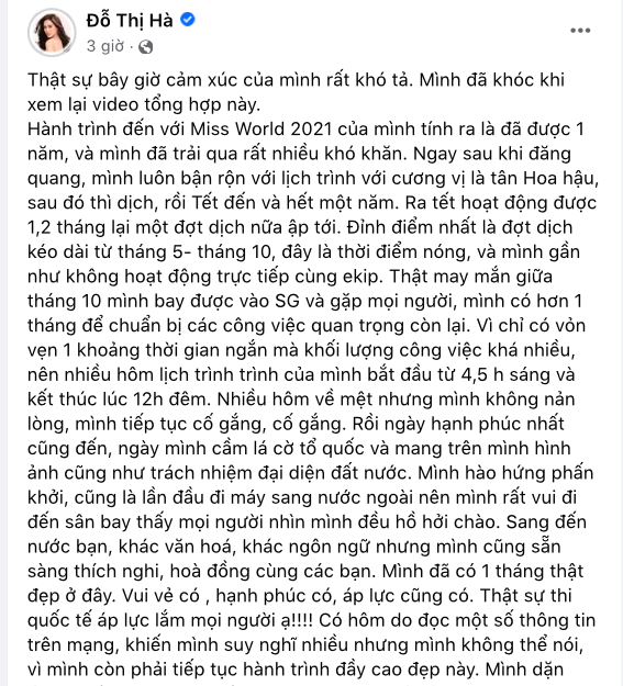 Đỗ Hà kể rõ 1 tháng chinh chiến đầy áp lực, gây xót xa vì hành động lúc nghe tin Miss World bị hoãn! - Ảnh 2.